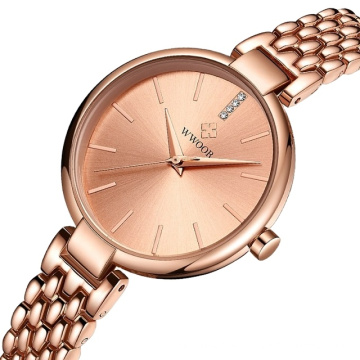 WWOOR 8865 Ladies Watch Quartz Luxury Rose Gold Watches Fashion Dress Wristwatches Stainless Steel Reloj de mujer